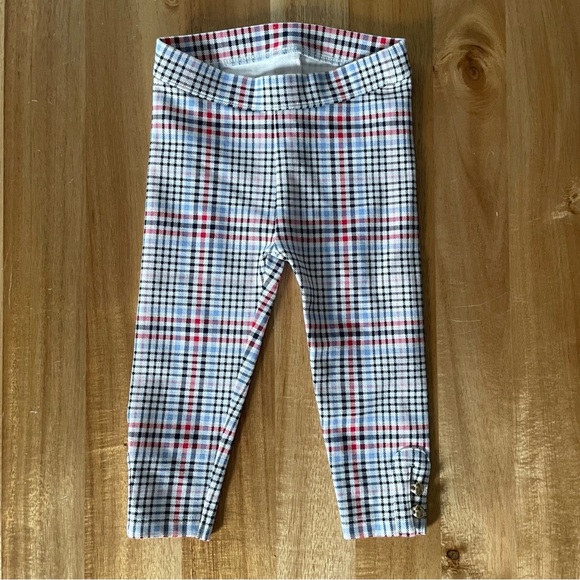 Janie and Jack Red and Blue Leggings with Classic Check Design - Picture 1 of 4